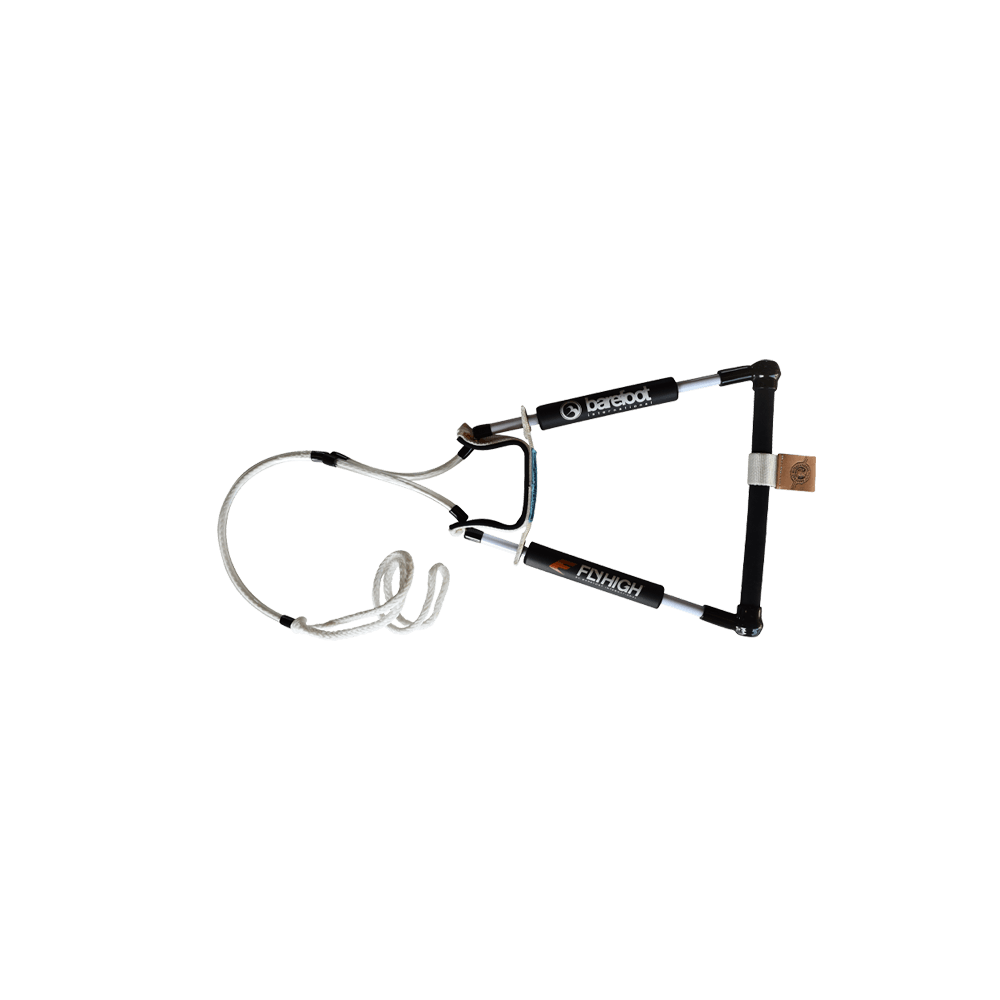 Black Front Toe Handle with a curved metal attachment and dual grip sections, connected to a white rope.